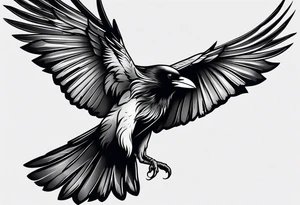 crow tattoo with wings tattoo idea