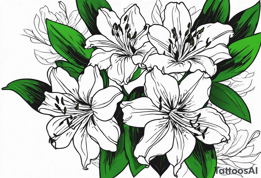 alstroemeria flowers surrrounded by greenary with powerful words some where in the tattoo tattoo idea