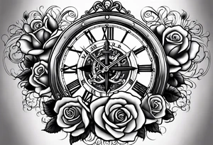 Cross anchor clock and Rose all Nice and flowing on the top part of my arm to make a half sleeve tattoo idea