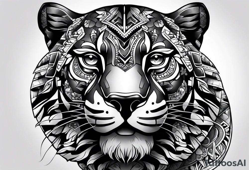 aztec black jaguar sitting tattoo idea