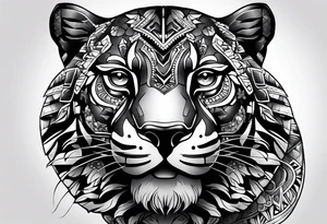 aztec black jaguar sitting tattoo idea