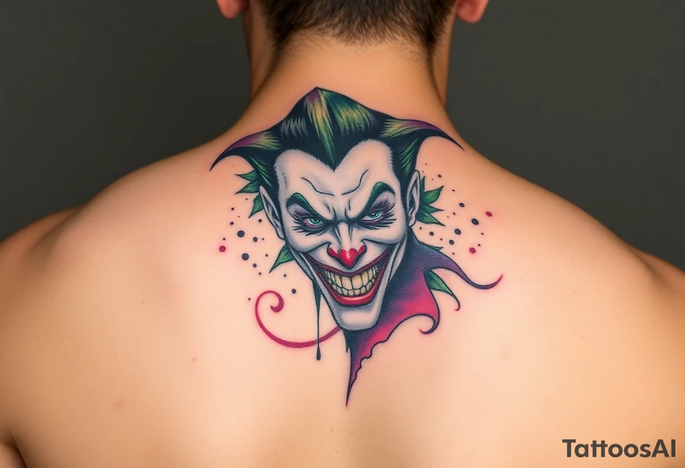 graphic 3d joker design tattoo idea