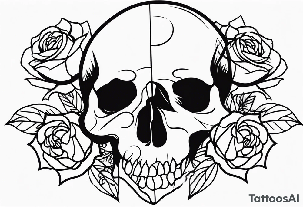 skull and roses tattoo idea