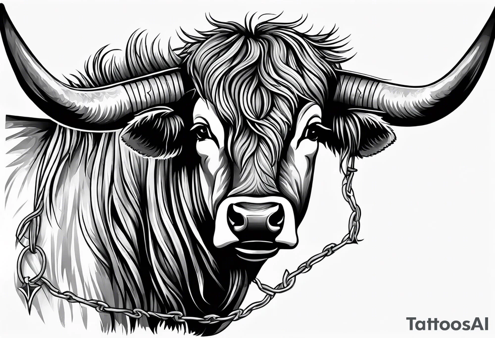 Texas Long horn with barbed wire tattoo idea