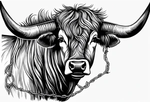 Texas Long horn with barbed wire tattoo idea