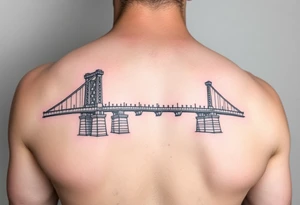 Fine line tattoo of the fort Duquesne bridge with vintage vibes tattoo idea