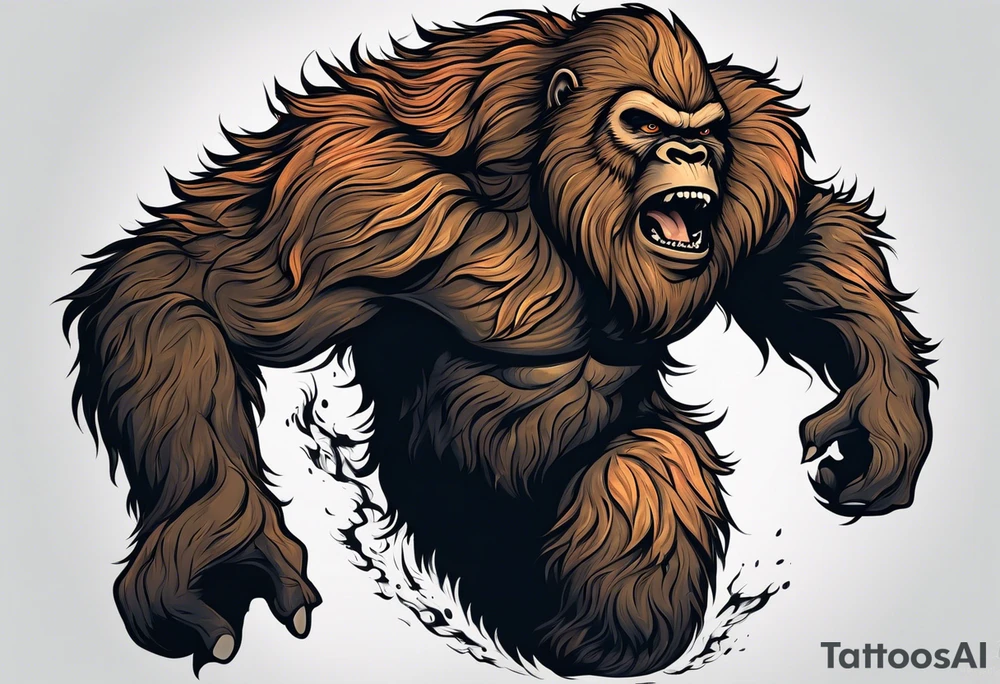 leaping sasquatch tattoo idea