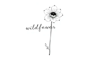 A long stemmed flower with the word wildflower written with the stem tattoo idea