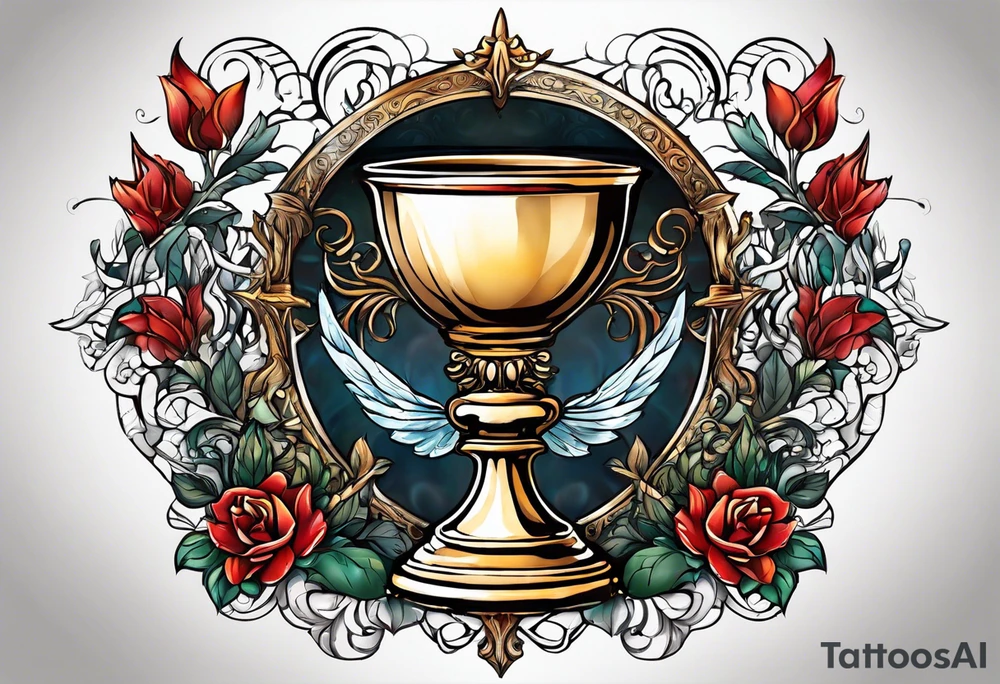 chalice surrounded by halo tattoo idea