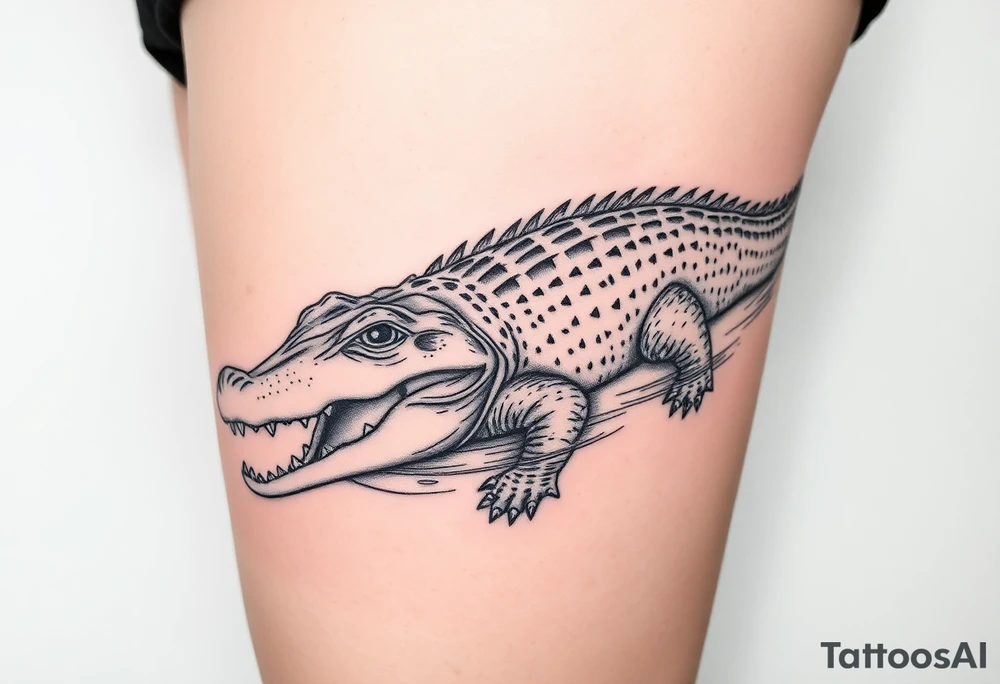 crocodile swimming in water tattoo idea