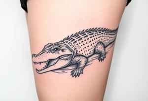 crocodile swimming in water tattoo idea