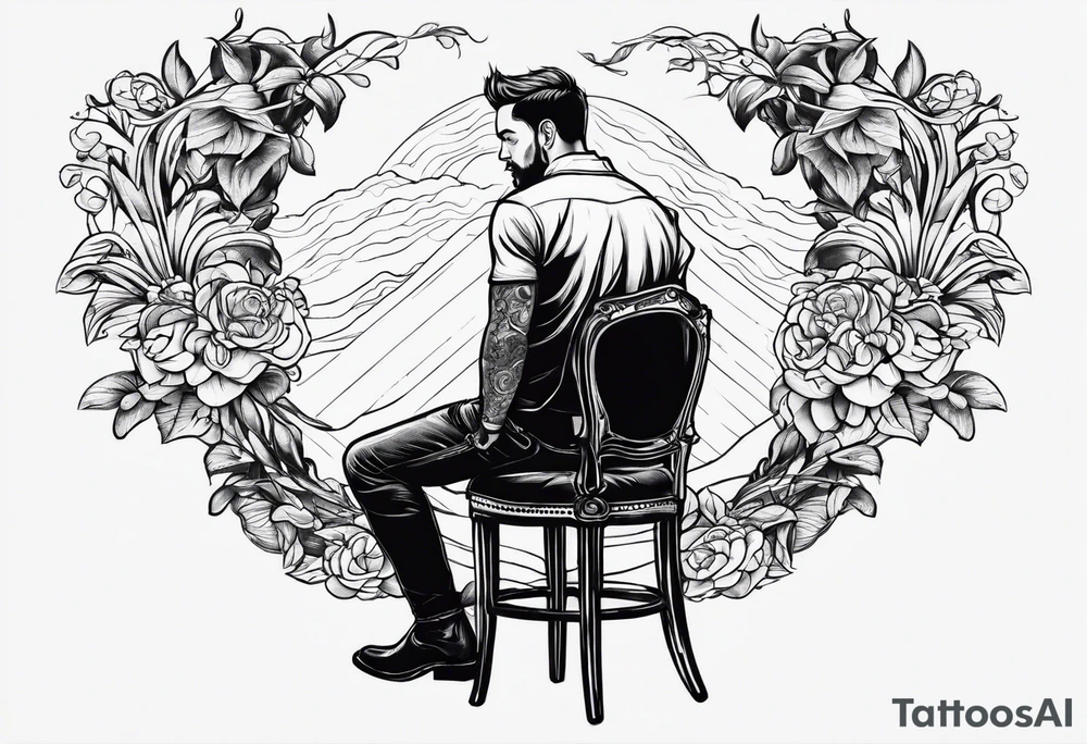 guy standing on chair tattoo idea