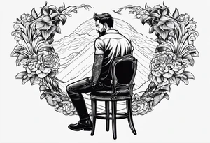 guy standing on chair tattoo idea