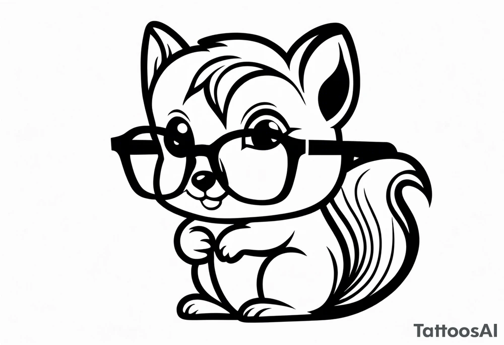 cute squirrel with glasses on tattoo idea