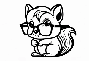 cute squirrel with glasses on tattoo idea