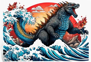 Godzilla and a Koi fish tattoo idea