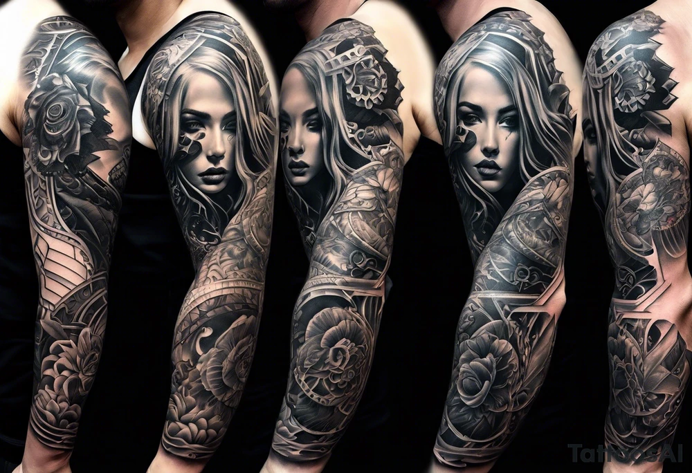 biomechanical arm sleeve tattoo idea