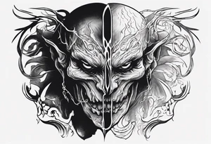 A black, shapless, faceless demonic shadow peering out into the surroundings with an ominous presence." tattoo idea
