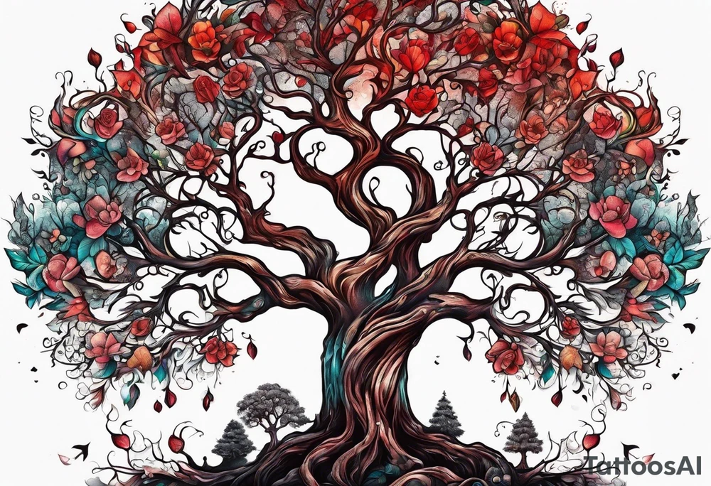 Family tree with mom and dads bloodline tattoo idea