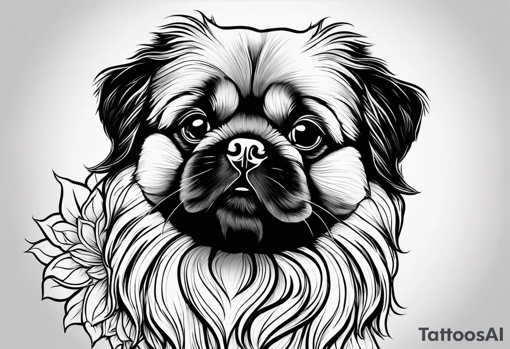 The contour of the face of a pekingese with shih tzu mixed race god. Nothing besides the face. tattoo idea