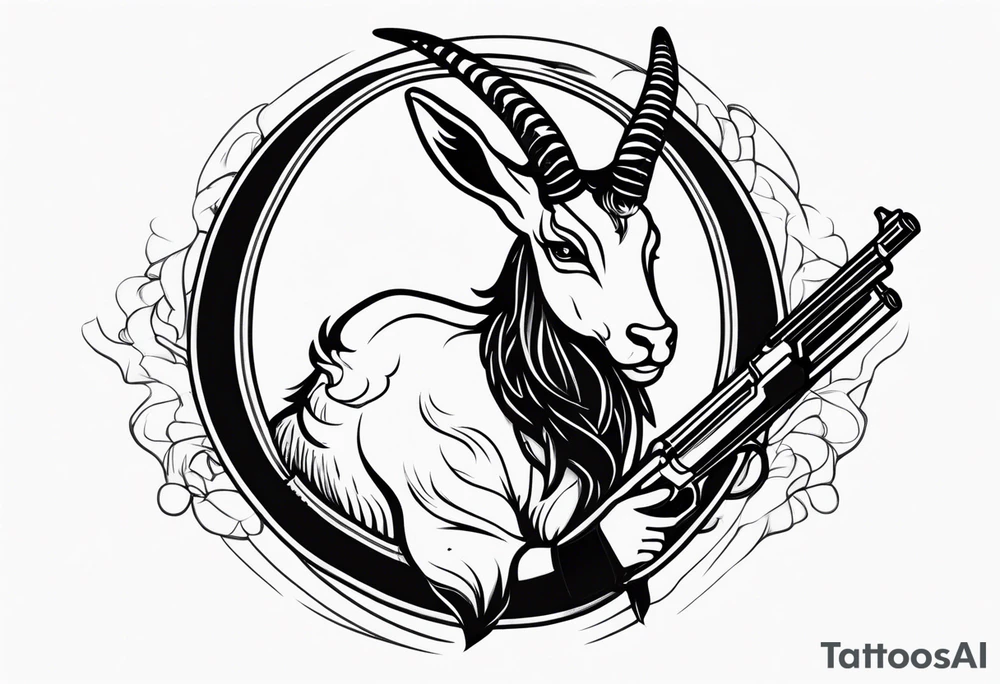 capricorn with sunglasses and shotgun tattoo idea