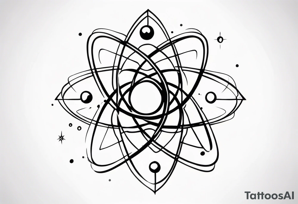 small minimalistic quantum atom spritual tattoo idea
