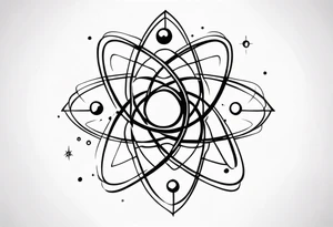 small minimalistic quantum atom spritual tattoo idea