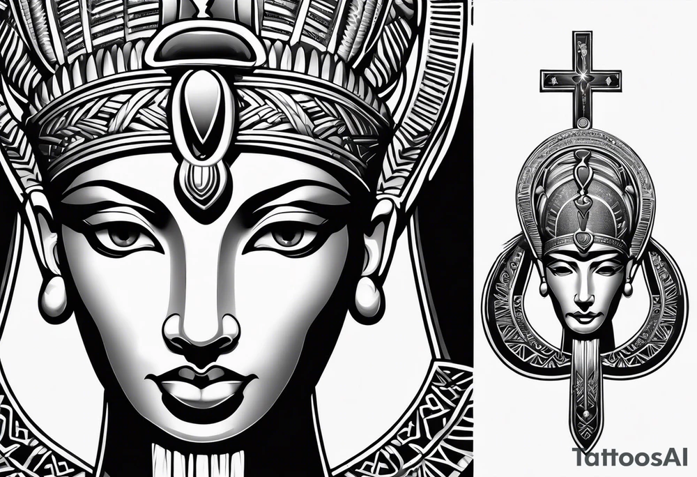 Egyptian ankh with light beam shining down tattoo idea