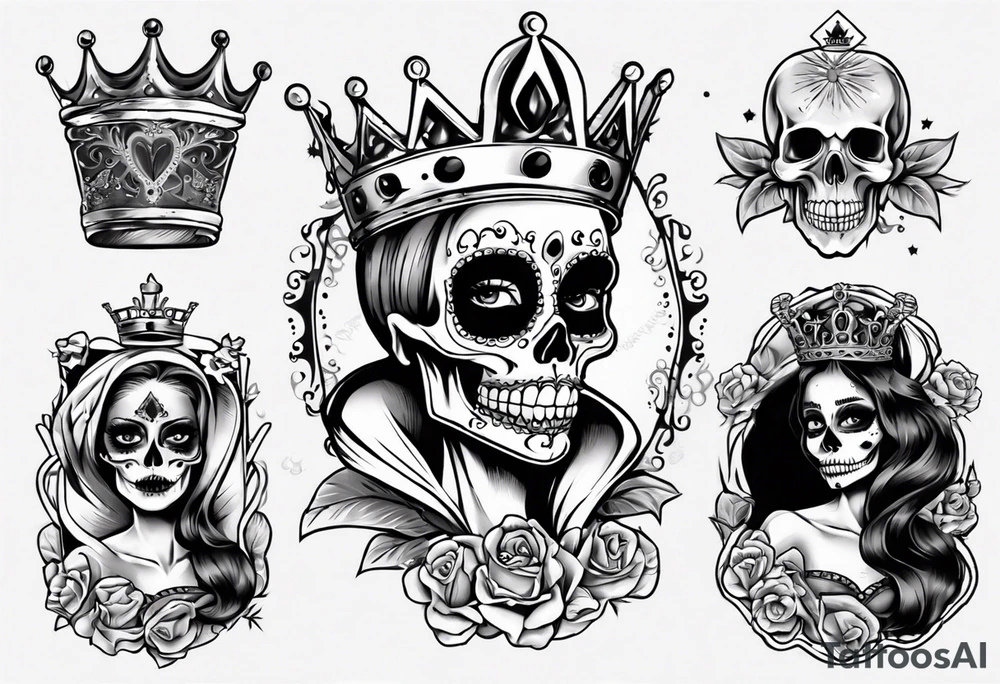 santa la muerta with money and crown
on the card tattoo idea