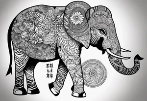 a elephant and a sun tattoo idea