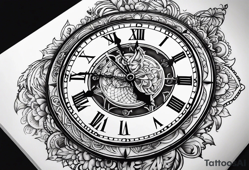 Clock face with date tattoo idea