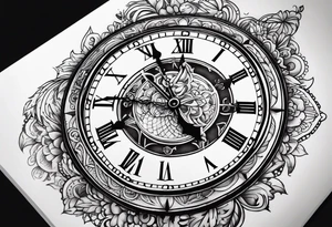 Clock face with date tattoo idea