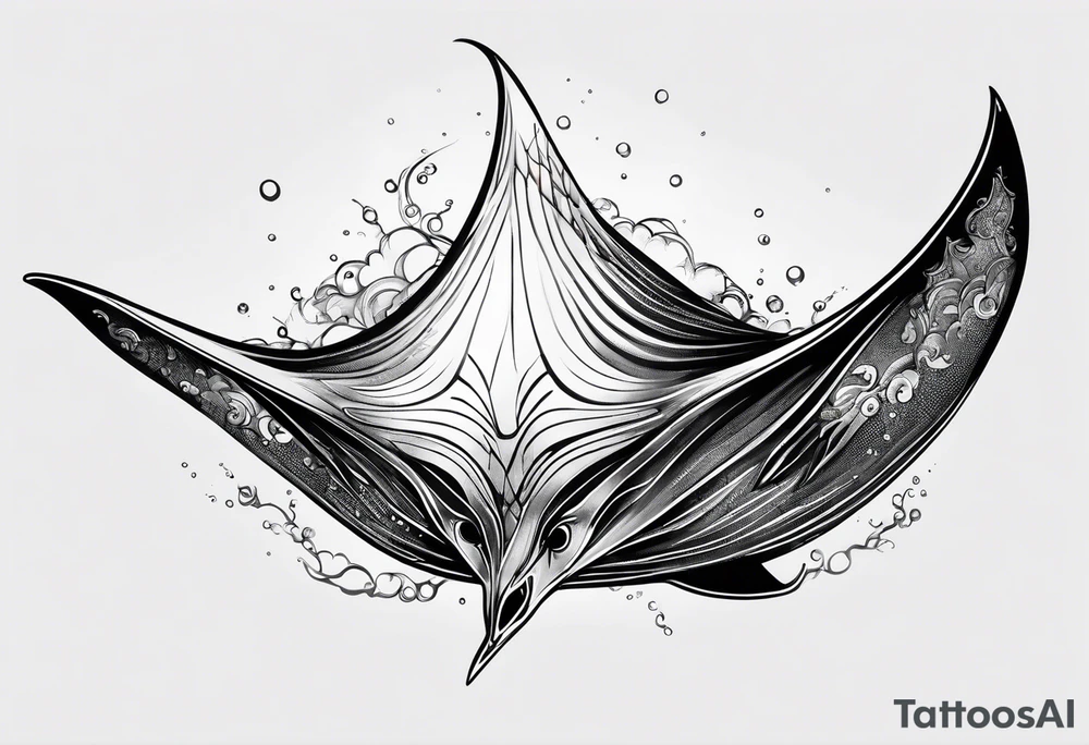 Cite manta ray swimming like flying tattoo idea
