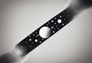 I wanna a tattoo in my wrist with a shape of rectangle wide as a bracelet with astronomy theme galaxy planets and stars tattoo idea