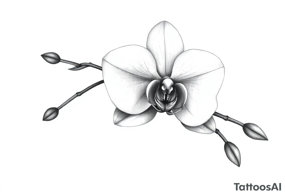 orchid with leavs tattoo idea