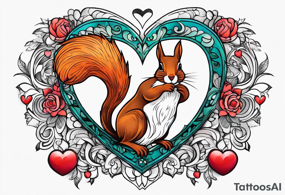 Heart with squirrel tattoo idea