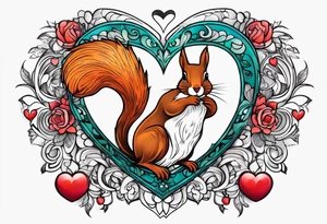 Heart with squirrel tattoo idea