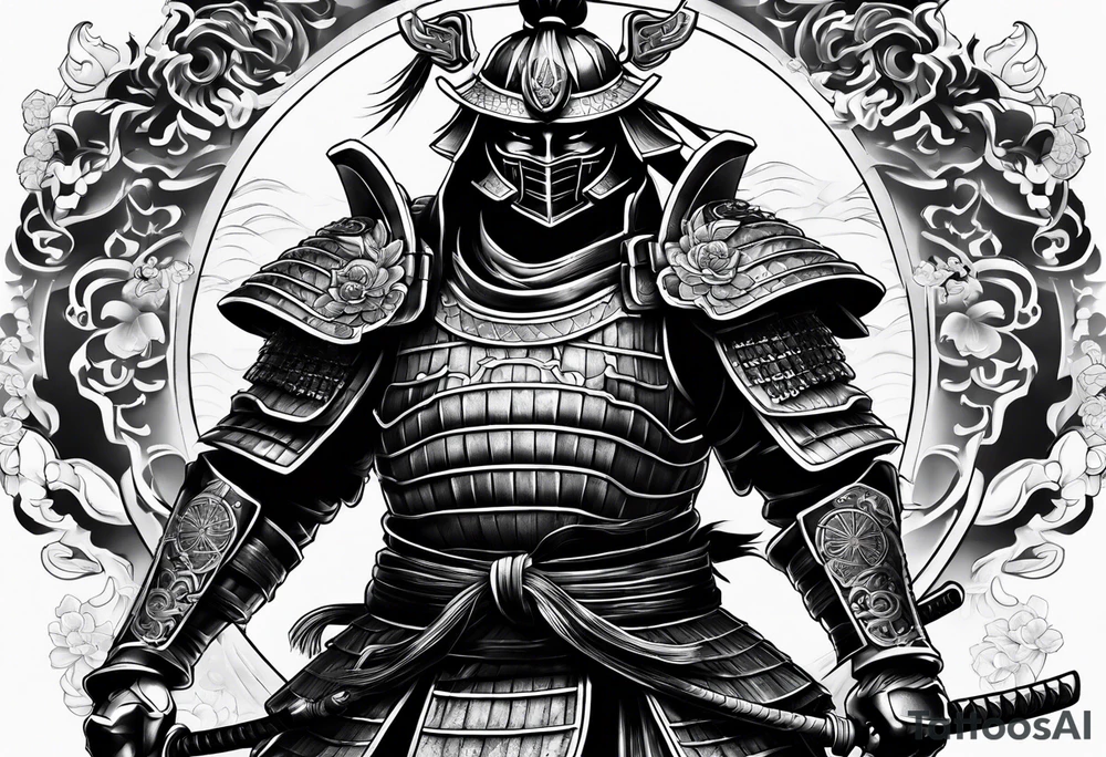 Samurai full armor facing sideways tattoo idea