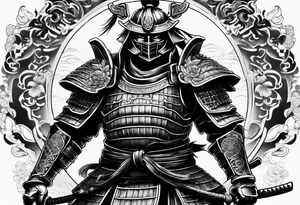 Samurai full armor facing sideways tattoo idea