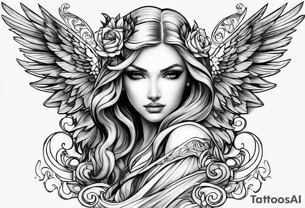 Angel named Leah tattoo idea