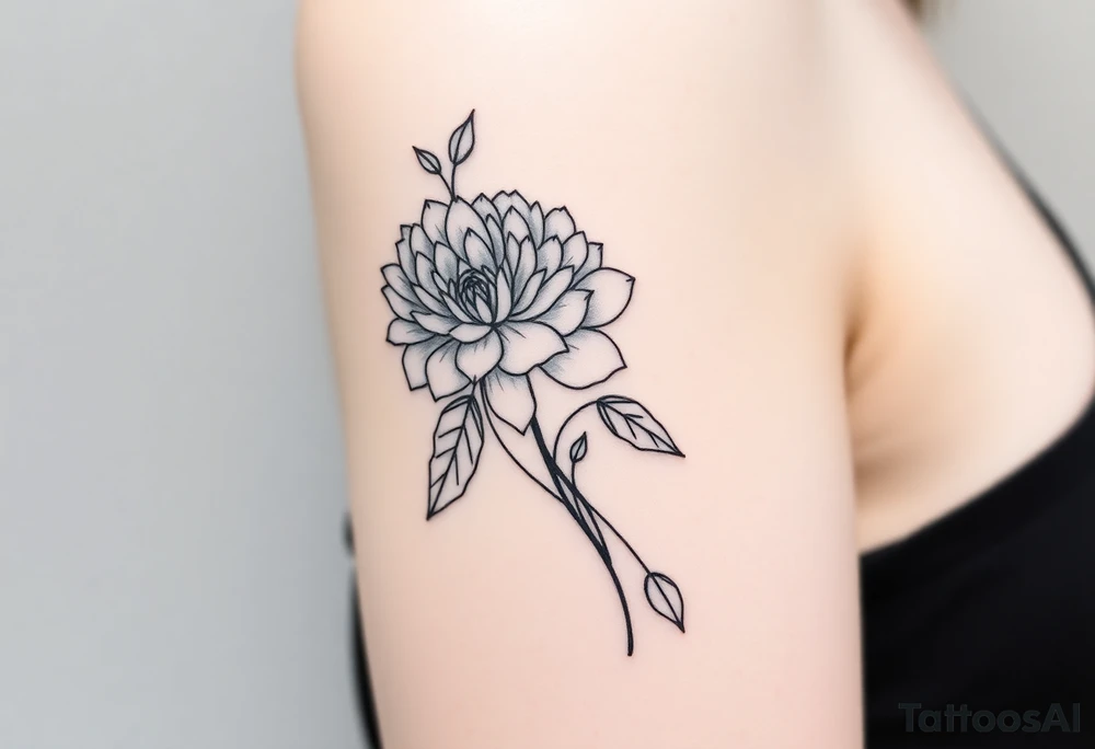 Rose and Chrysanthemum bouquet tattoo tattoo idea
