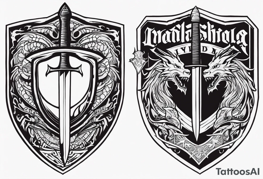 Valhalla sword ship dragon shield tattoo idea