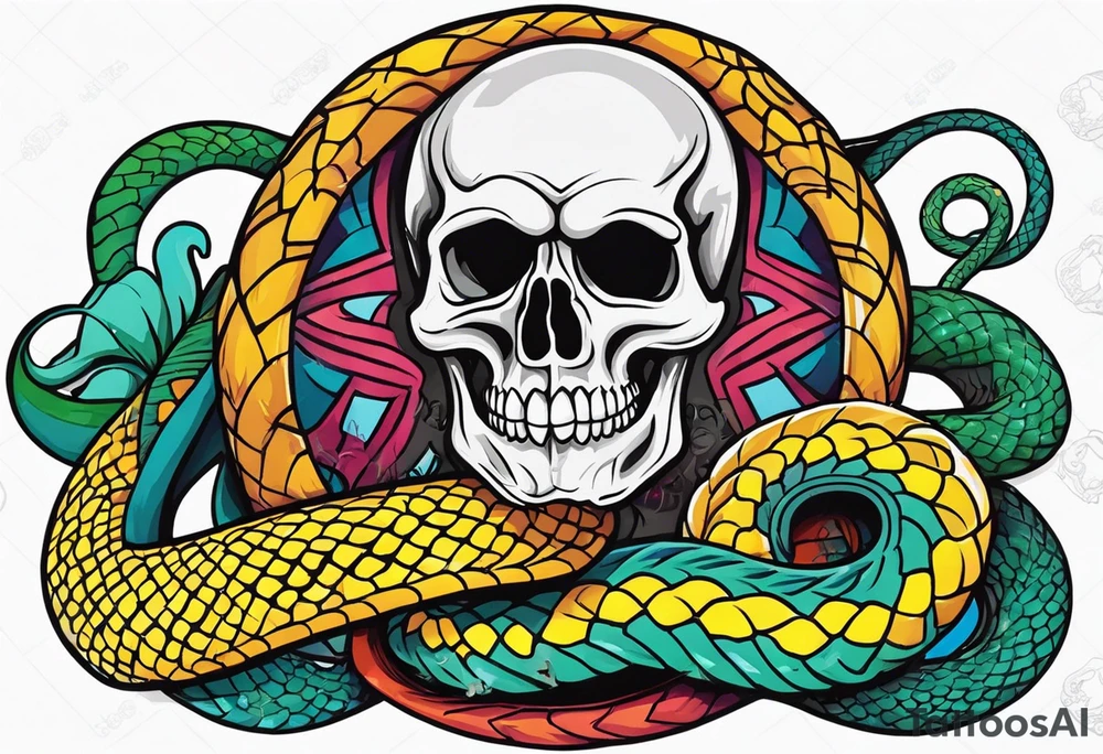 skull and snake tattoo idea