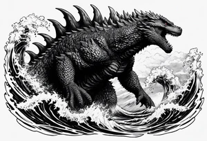 1995 Godzilla in the ocean tattoo idea