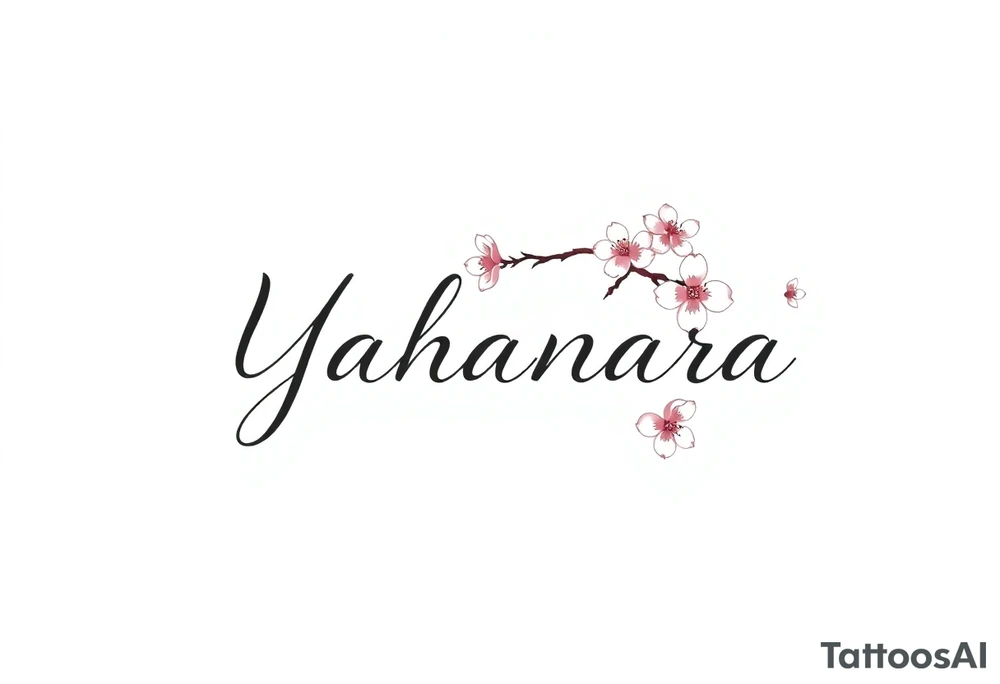 Name YAHANARA with cherry blossoms tattoo idea
