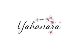 Name YAHANARA with cherry blossoms tattoo idea
