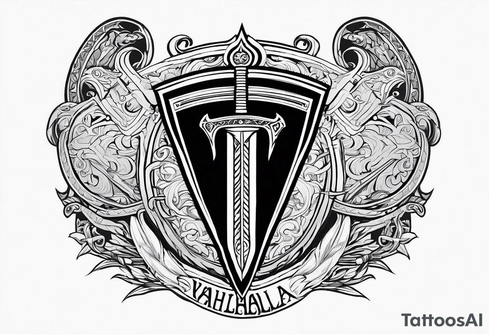 Valhalla sword round shield tattoo idea
