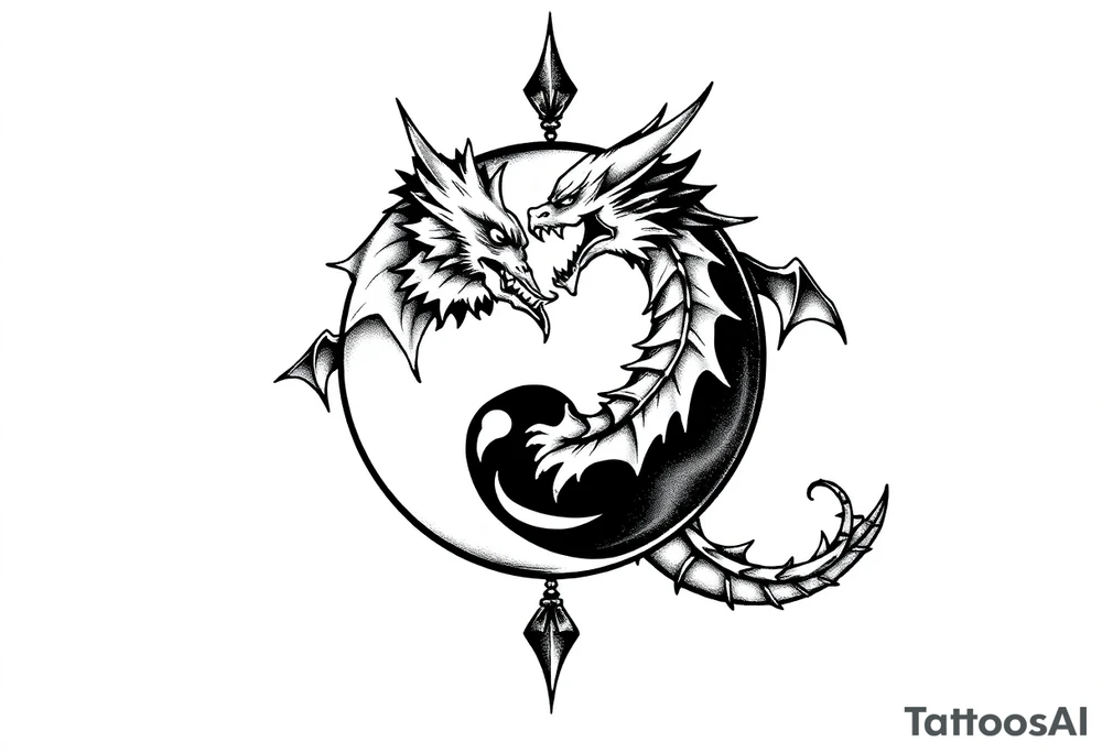 futebol, musica, Yin yang e dragão tattoo idea