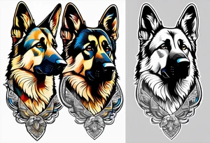 German shepherd outdoor theme arm sleeve tattoo idea