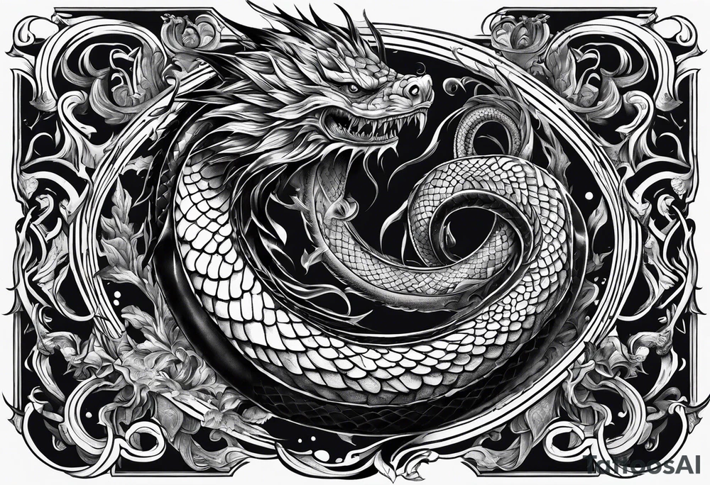 Menacing leviathan serpent tattoo idea